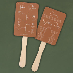 Editable Colour Terracota Wedding Program Hand Fan