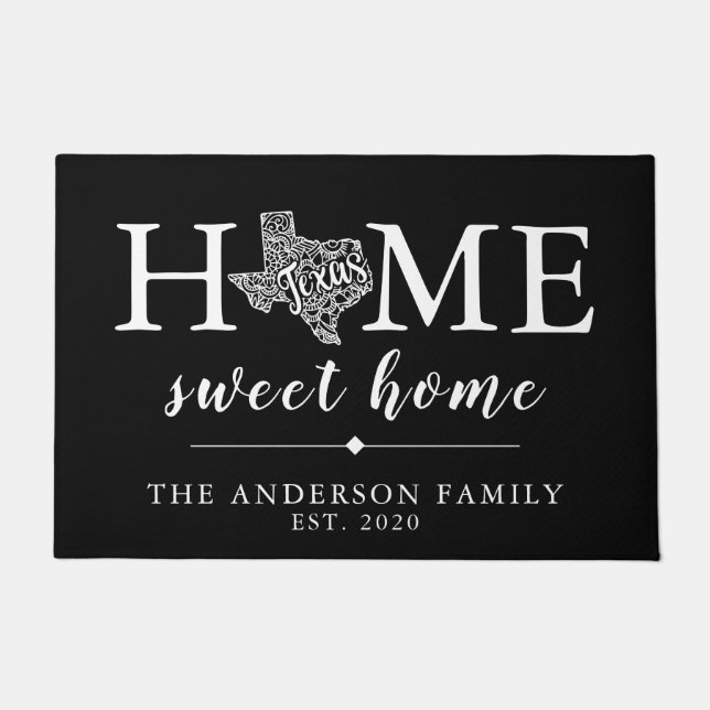 Editable Colour TEXAS Personalized State Doormat (Front)