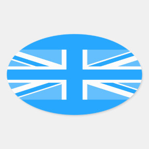 Editable Colour Union Jack Flag Oval Sticker