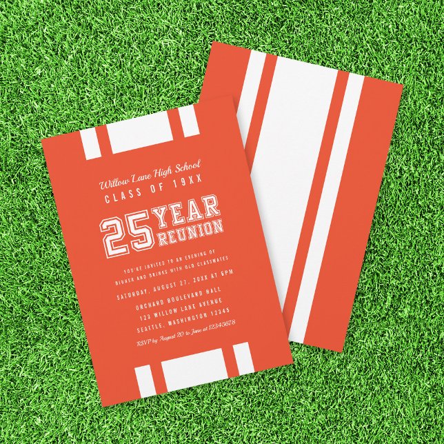 Editable Colour Varsity 25 Year Class Reunion Invitation (Creator Uploaded)