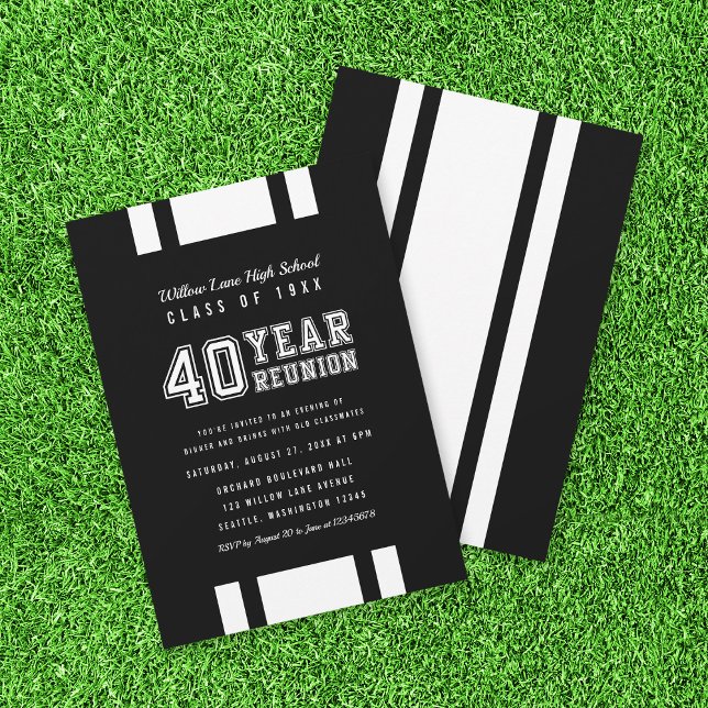 Editable Colour Varsity 40 Year Class Reunion Invitation (Creator Uploaded)