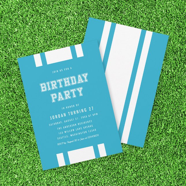 Editable Colour Varsity Any Age Birthday Party Invitation (Creator Uploaded)