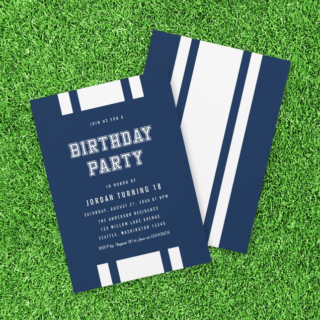 Editable Colour Varsity Any Age Birthday Party Invitation (Creator Uploaded)