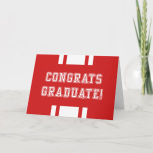 Editable Colour Varsity Congrats Graduate Card