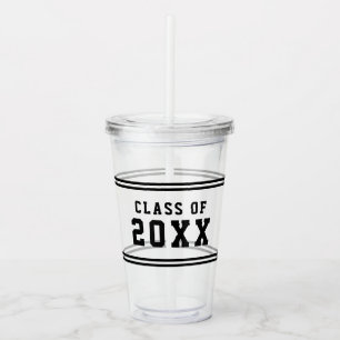 Editable Colour Varsity Graduating Class of Year Acrylic Tumbler