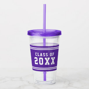 Editable Colour Varsity Graduating Class of Year Acrylic Tumbler