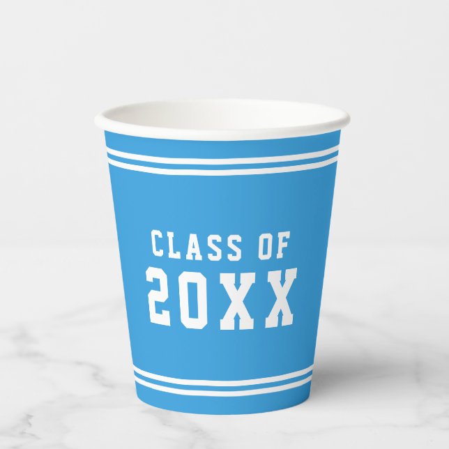 Editable Colour Varsity Graduating Class Year Paper Cups (Front)