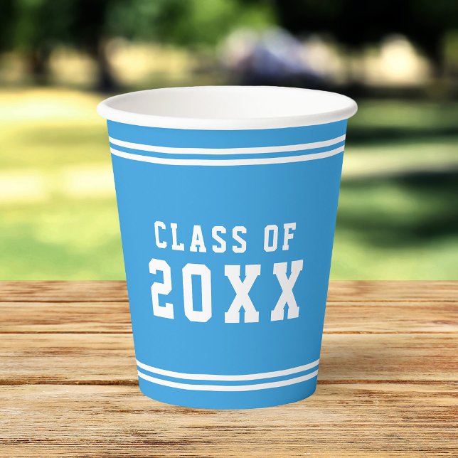 Editable Colour Varsity Graduating Class Year Paper Cups (Creator Uploaded)