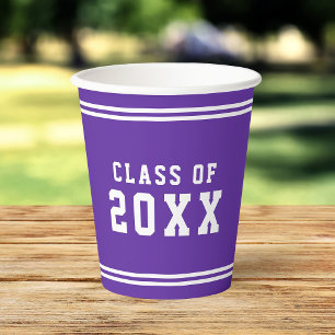 Editable Colour Varsity Graduating Class Year Paper Cups