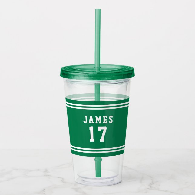 Editable Colour Varsity Name Number Acrylic Tumbler (Front)