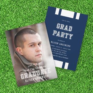 Editable Colour Varsity Photo Graduate Grad Party Invitation