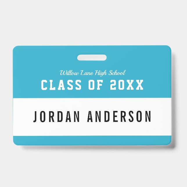 Editable Colour Varsity Style Class Reunion Name Badge (Front)