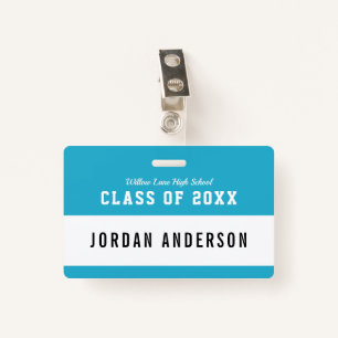 Editable Colour Varsity Style Class Reunion Name Badge