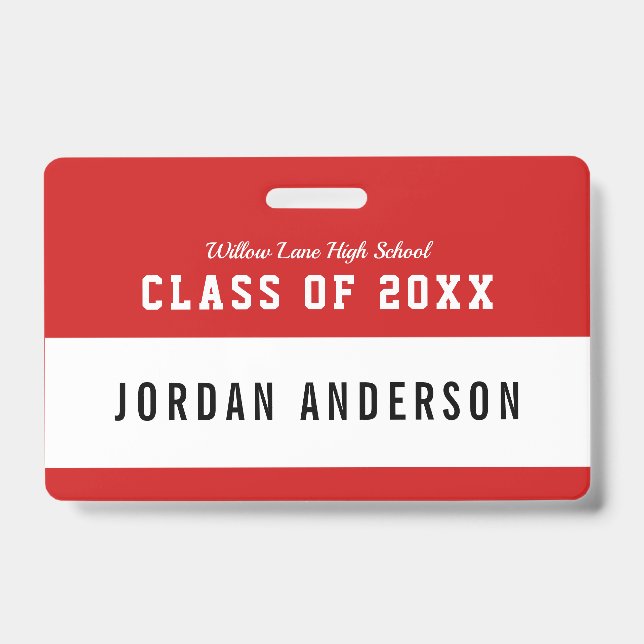 Editable Colour Varsity Style Class Reunion Name Badge (Front)