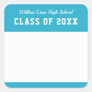 Editable Colour Varsity Style Class Reunion Name Square Sticker