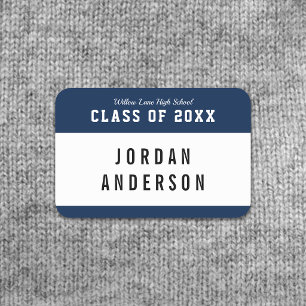 Editable Colour Varsity Style Class Reunion Name Tag