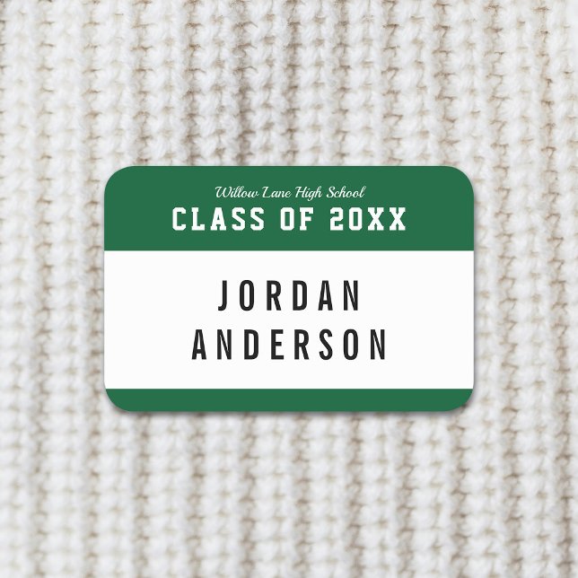 Editable Colour Varsity Style Class Reunion Name Tag (Creator Uploaded)