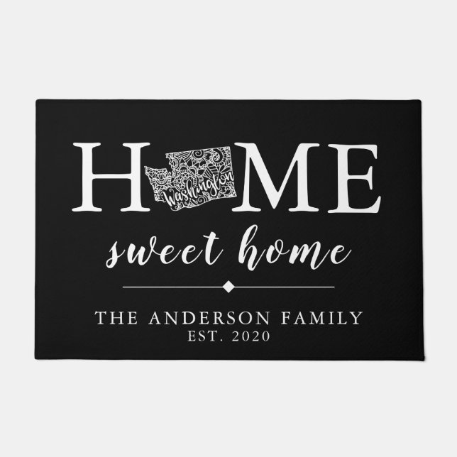 Editable Colour WASHINGTON Personalized State Doormat (Front)