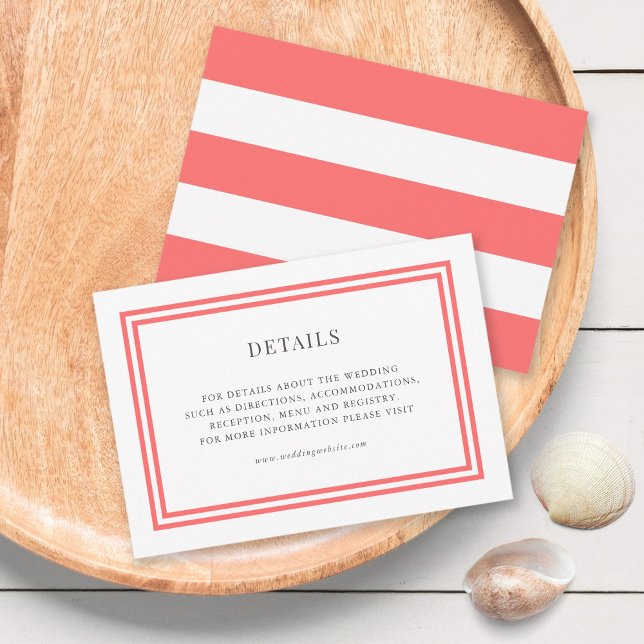 Editable Colour White Stripes Wedding Details Enclosure Card (Creator Uploaded)