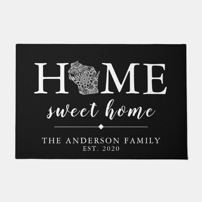 Editable Colour WISCONSIN Personalized State Doormat (Front)