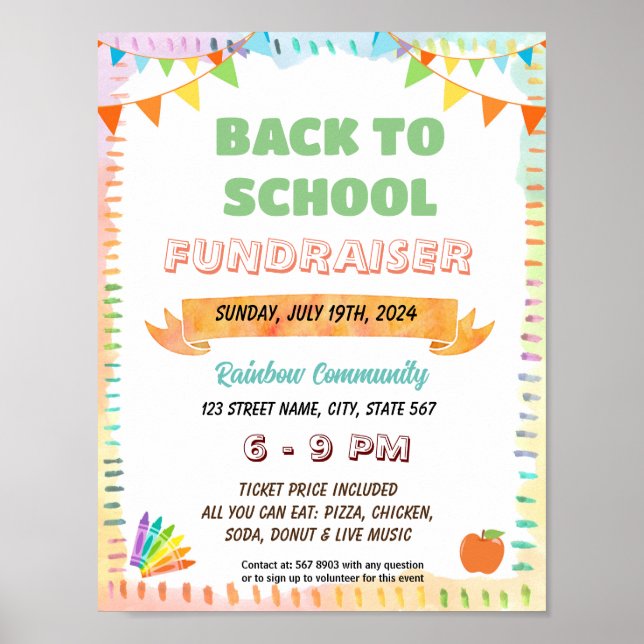 Editable colourful back to school flyer poster (Front)