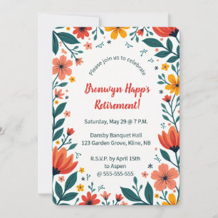Editable Colourful Flowers and Leaves Invitation