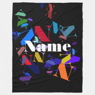 Editable colourful text Any name or word you choos Fleece Blanket