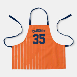Editable Colours Baseball Jersey Stripes Name Kids Apron