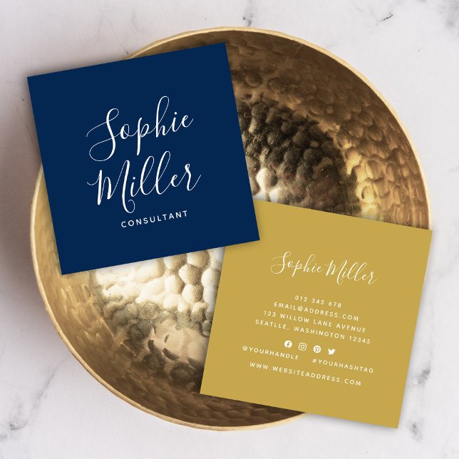 Editable Colours Calligraphy Script Social Media Square Business Card (Creator Uploaded)