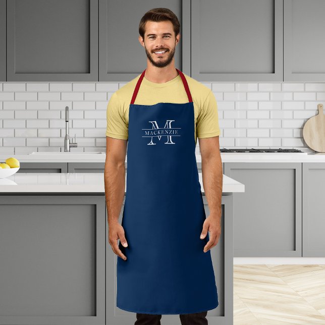 Editable Colours Classic Border Name Monogram Apron (Creator Uploaded)