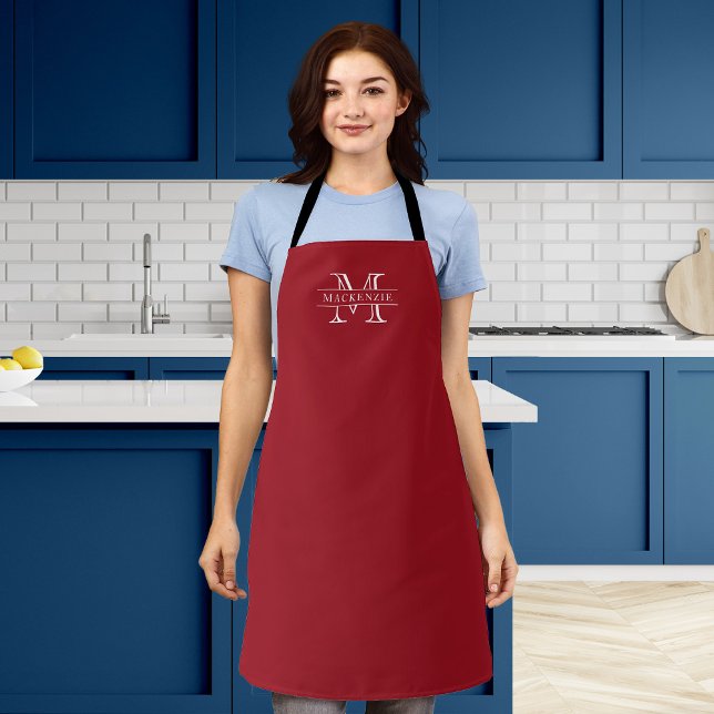 Editable Colours Classic Border Name Monogram Apron (Creator Uploaded)