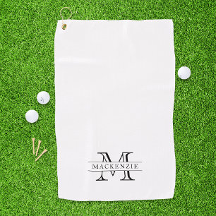 Editable Colours Classic Border Name Monogram Golf Towel