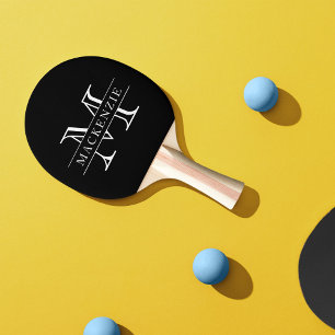 Editable Colours Classic Border Name Monogram Ping Pong Paddle