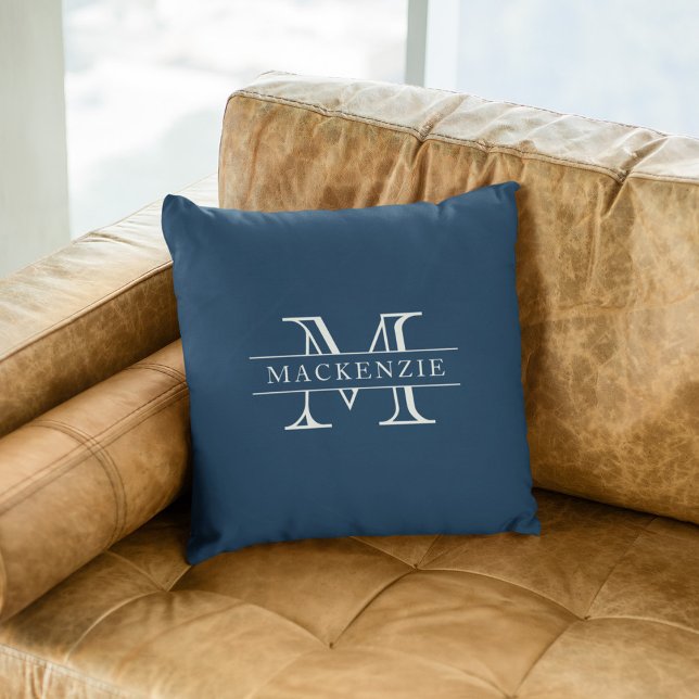 Editable Colours Classic Border Name Monogram Throw Pillow (Creator Uploaded)