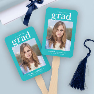 Editable Colours Serif Photo Graduation Hand Fan
