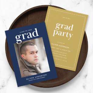 Editable Colours Serif Photo Graduation Party Invitation