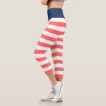 Editable Colours with White Stripes Capri Leggings<br><div class="desc">Nautical style capri-length leggings featuring a white stripes pattern with an editable background colour, click the customize button to change the background colour of the front and waist layer. *Please note that the Zazzle Watermark that appears in the zoom preview will NOT appear on the final printed product. © Rosewood...</div>