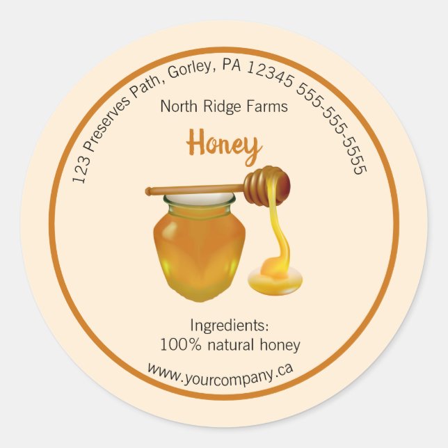Editable Company Honey Label (Front)