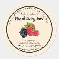 Editable Company Mixed Berry Jam Label