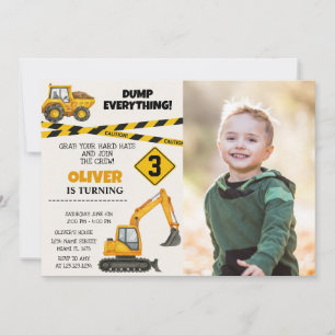 Editable Construction Birthday Invitations