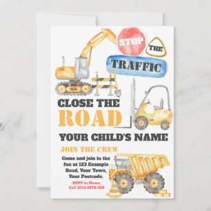 Editable Construction Invitation, Truck Invite