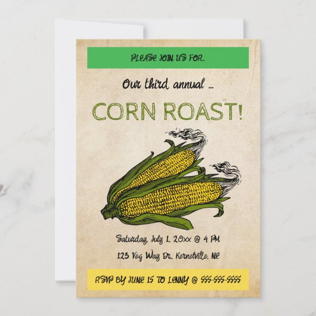 Editable Corn Roast  Invitation (Front)