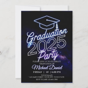 Editable Cosmic Dinner Graduation Galaxy Mystical Invitation