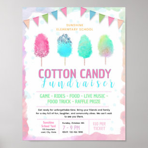Editable cotton candy fundraiser flyer poster