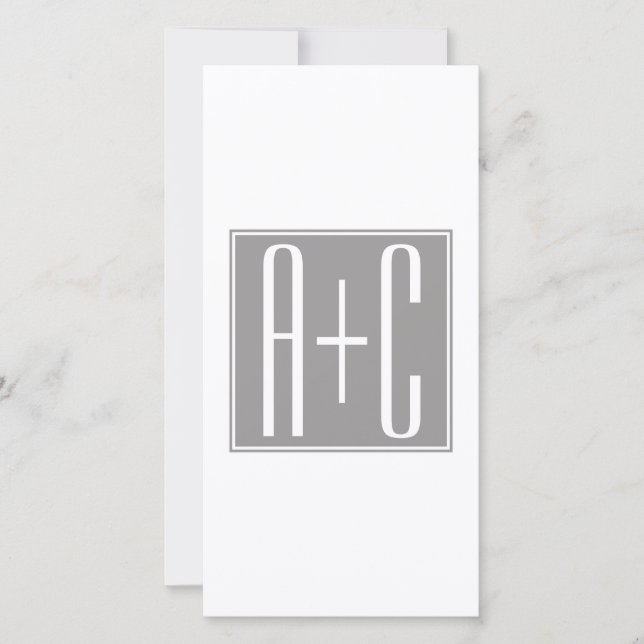 Editable Couples Initials | White & Grey (Front)