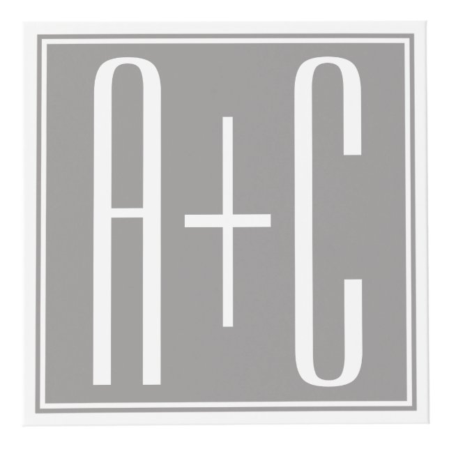 Editable Couples Initials | White & Grey Cube (Front)