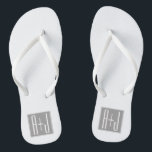 Editable Couples Initials | White & Grey Flip Flops<br><div class="desc">Customizable couples initials or any other text.</div>