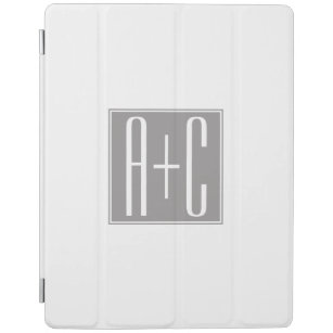 Editable Couples Initials   White & Grey iPad Cover