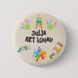 Editable Crayon Style – Artsy Paint & Palette 2 Inch Round Button