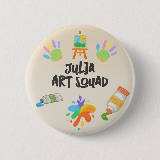 Editable Crayon Style – Artsy Paint & Palette 2 Inch Round Button (Front)